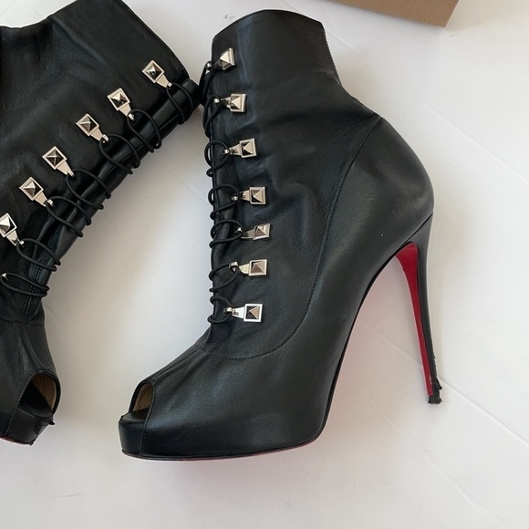 Christian Louboutin Black leather Frenchissima 2020 Alta 120 ankle bootie EU 38 - Picture 4 of 16